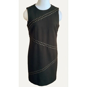 MICHAEL KORS Olive Green Studded Crepe Shift Dress 10